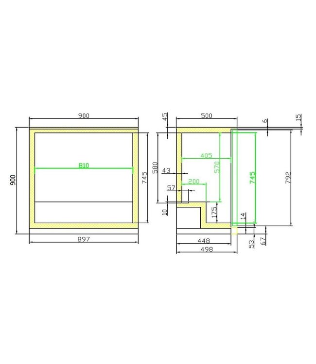 Barkoeling | 2 klapdeuren | 198L | (H)90x(B)90x(D)50