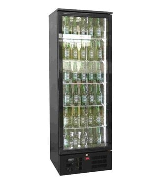 Combisteel Hoge barkoelkast | Glazen deur | Zwart | 5 rekken | 293L | (H)182x60x51,5cm
