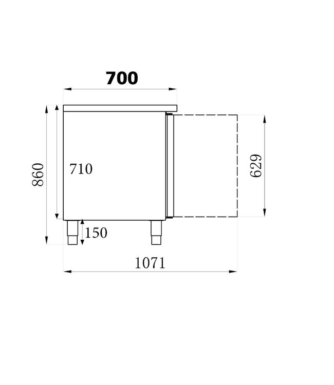 Koelwerkbank 4 Deurs | 553L | Standard Line | (H)85x(B)223x(D)70cm