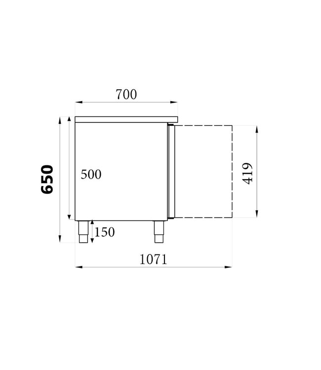 Lage koelwerkbank | 2 Deurs | 214L | (H)65x(B)136x(D)70cm