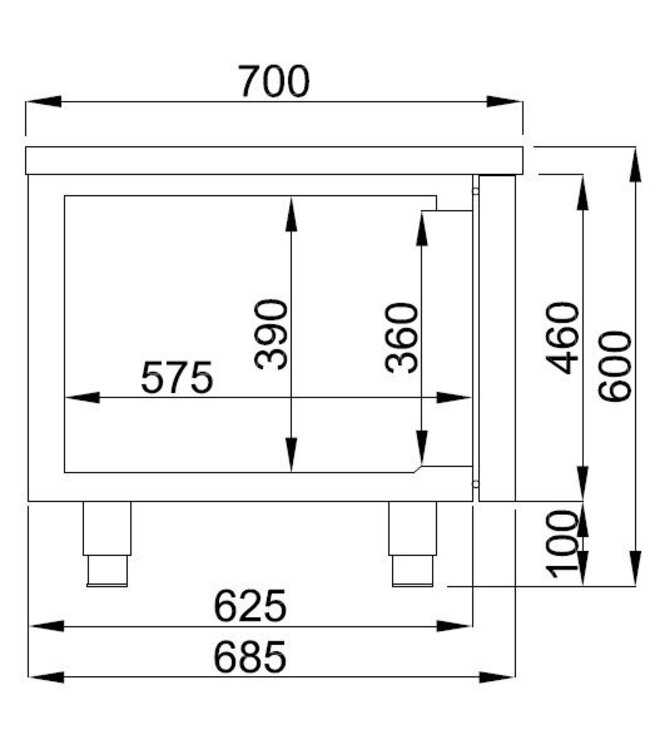 Lage koelwerkbank Pro Line | 3 Deurs | 280L | (H)60x(B)160x(D)70cm