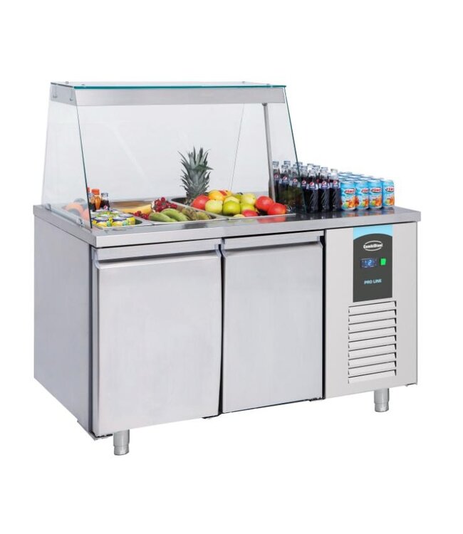 Koelwerkbank Pro Line | met glasopstand | 2 deurs | (H)85x(B)140x(D)70