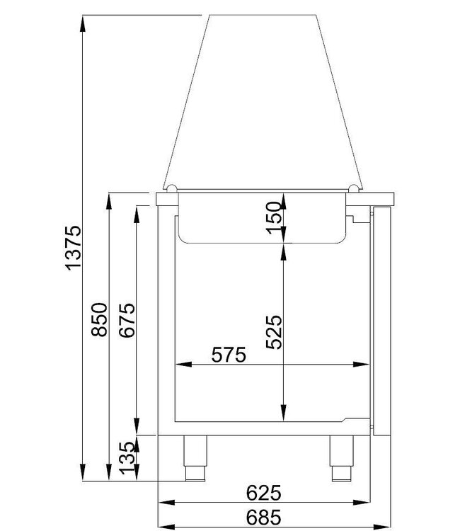 Koelwerkbank Pro Line | met glasopstand | 2 deurs | (H)85x(B)140x(D)70