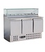 Combisteel Pizzawerkbank 3-deurs | met glasopzet | Compact Line | (H)118x(B)136,8x(D)70