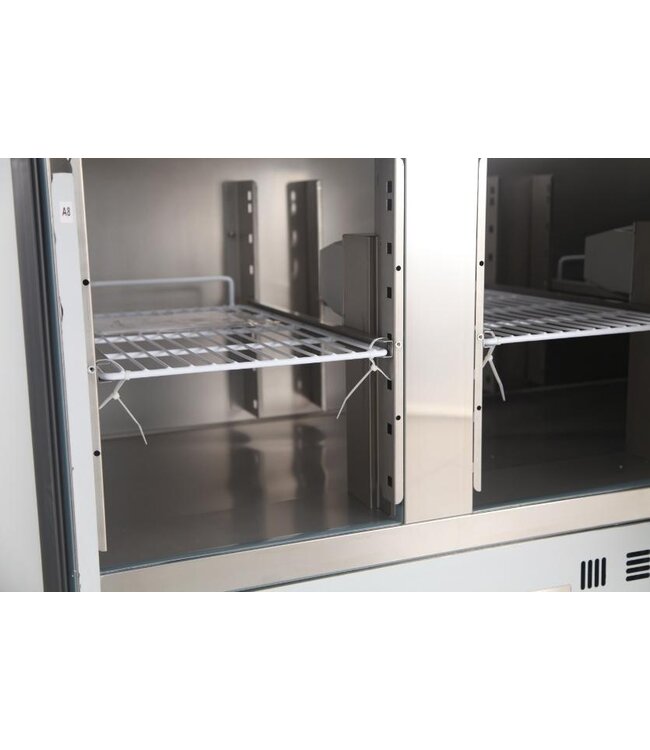 Pizzawerkbank 3-deurs | met glasopzet | Compact Line | (H)118x(B)136,8x(D)70