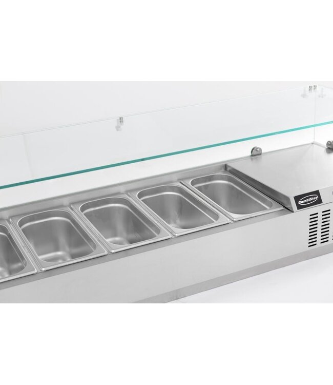 Opzetkoelvitrine CS | met glas | 6x 1/3GN | (H)43,5x(B)140x(D)39,5cm