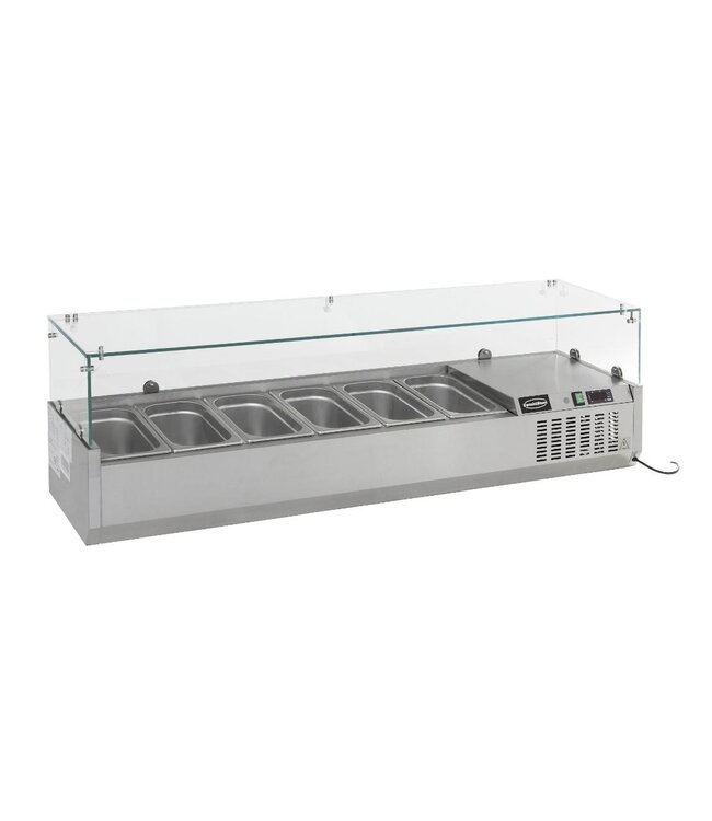 Opzetkoelvitrine CS  met glas | 6x 1/4GN | (H)43,5x(B)140x(D)33,5cm