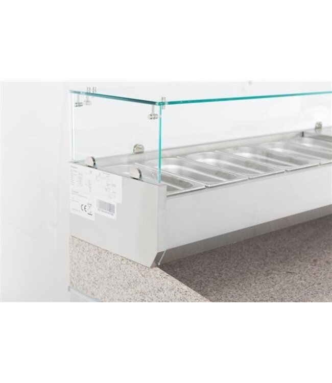 Opzetkoelvitrine CS met glas | 7x 1/4GN | (H)43,5x(B)160x(D)33,5cm