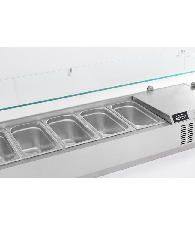 Opzetkoelvitrine CS met glas | 7x 1/4GN | (H)43,5x(B)160x(D)33,5cm