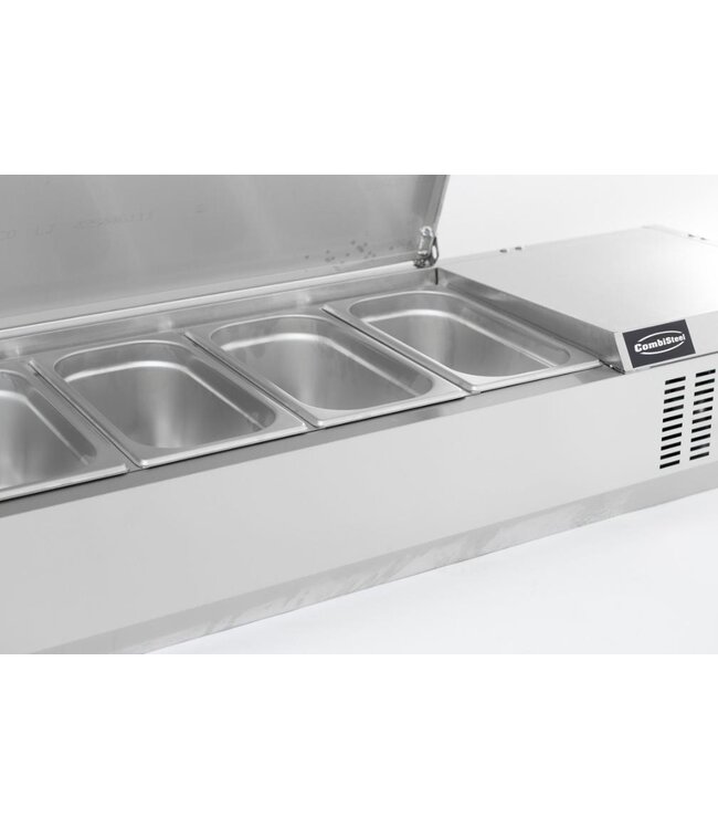 Opzetkoelvitrine CS | RVS deksel | 4x 1/3GN | (H)22,5x(B)120x(D)39,5cm