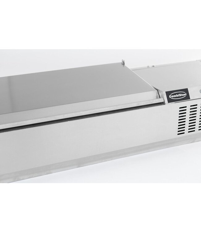 Opzetkoelvitrine CS | RVS deksel | 6x 1/3GN | (H)22,5x(B)150x(D)39,5cm