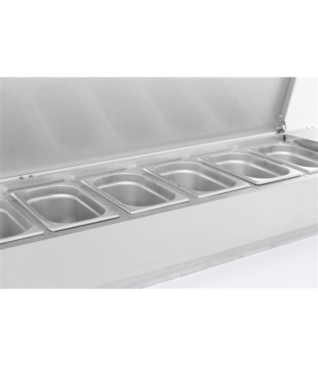 Opzetkoelvitrine CS | RVS deksel | 5x 1/4GN | (H)22,5x(B)120x(D)33,5cm
