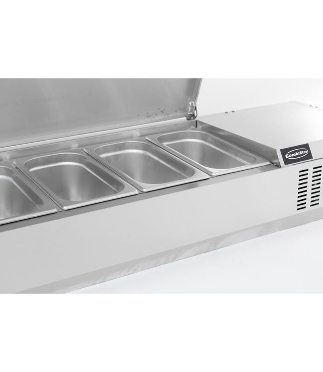Opzetkoelvitrine CS | RVS deksel | 5x 1/4GN | (H)22,5x(B)120x(D)33,5cm