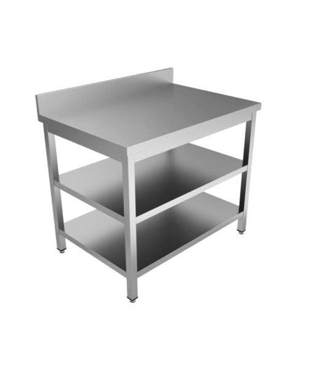 RVS werktafel met middenschap  | Flat-pack | (B)200x(D)70x(H)85cm