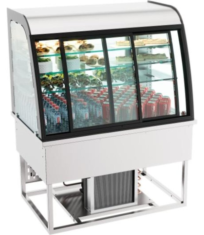 Koelvitrine met schuifdeuren | Drop-in model | 4 Niveaus | (B)140x(D)70x(H)85cm