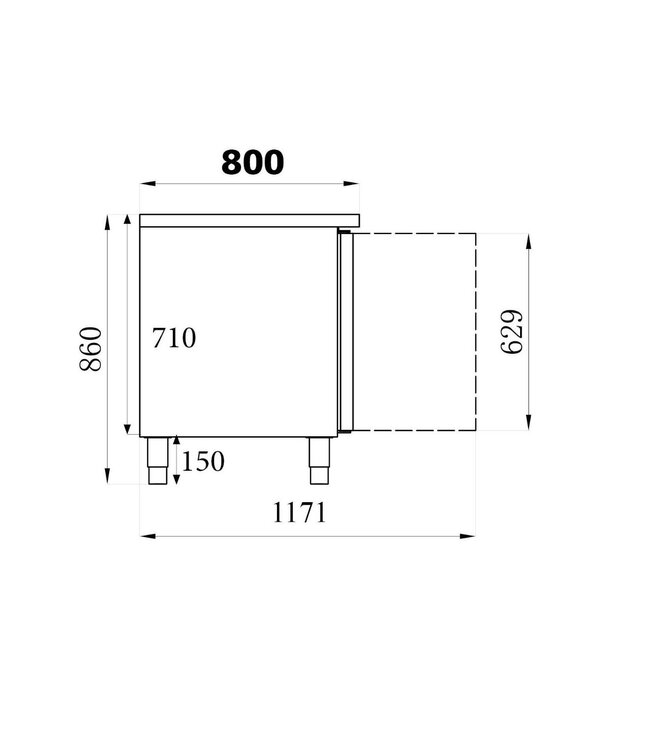 Bakkerskoelwerkbank | 2 Deurs | Standard Line | 428L | (H)86x(B)151x(D)80cm
