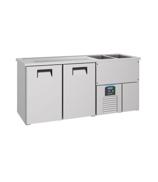 Combisteel Bierkoeler | 2 Deuren | Dubbele spoelbak rechts | (H)95x(B)195x(D)70