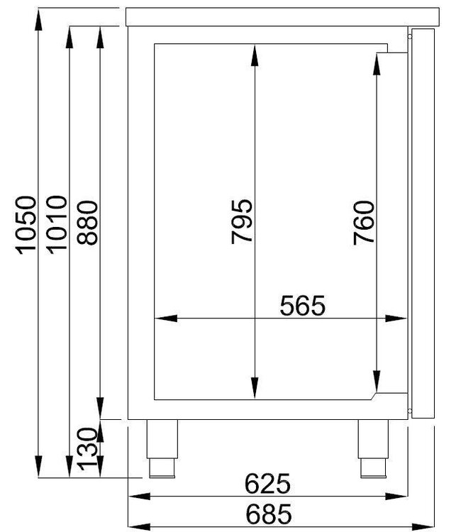 Bierkoeler | 3 Deuren | Dubbele spoelbak rechts | (H)95x(B)250x(D)70