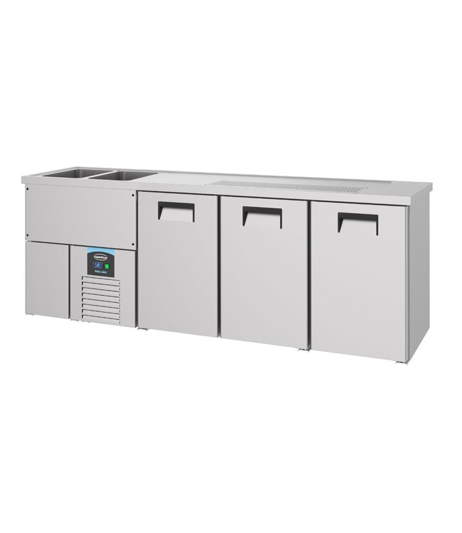 Bierkoeler | 3 Deuren | Dubbele spoelbak links | (H)95x(B)250x(D)70