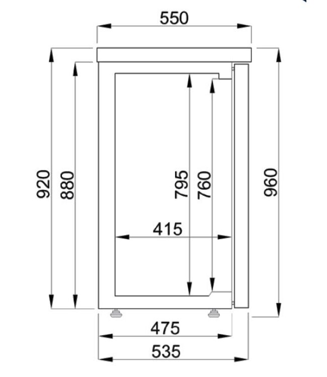 Barkoeling | 4 deuren | 680L | Zwart | (H)95x249x55cm