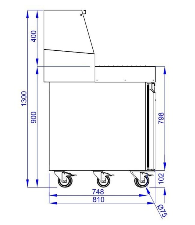 Pizzawerkbank Pro Line | 3 Deurs | Bovenkoeling 13x 1/3GN | (H)136x(B)237x(D)85cm