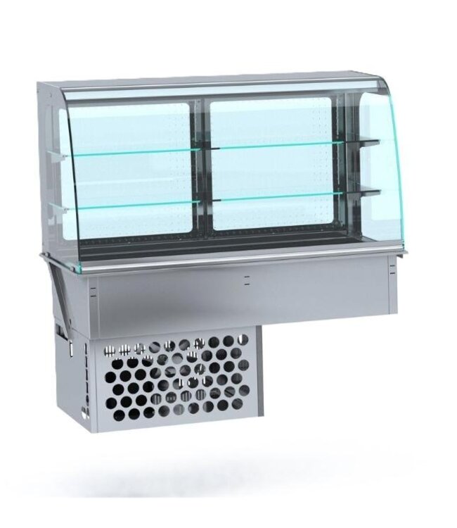 Koelvitrine | Drop-in model | Gebogen glas | Geforceerd | 4x1/1GN | (B)144x(D)72x(H)143cm