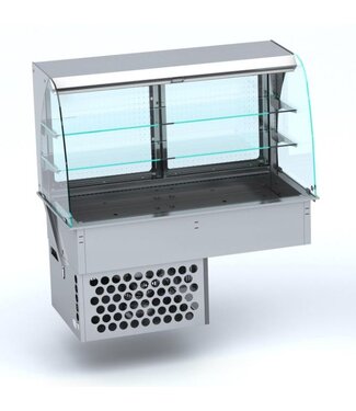 Combisteel Koelvitrine | Drop-in model | Gebogen glas | Geforceerd | 5x1/1GN | Met nachtgordijn | (B)176,5x(D)72x(H)143cm