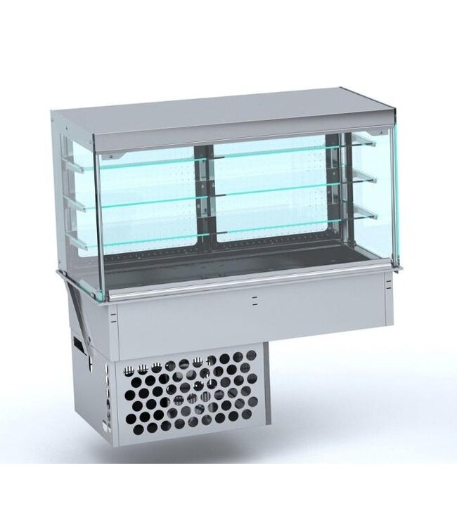 Koelvitrine | Drop-in model | 4 Niveaus | 4x 1/1GN | Geforceerd | (B)144x(D)72x(H)143cm