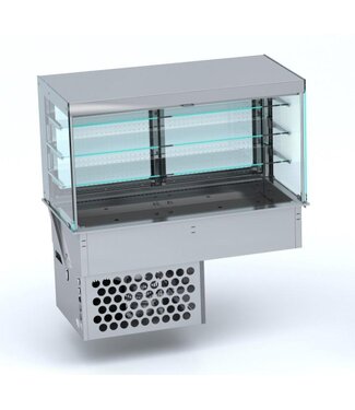 Combisteel Koelvitrine | Drop-in model | 4 Niveaus | 4x 1/1GN | Geventileerd | Met nachtgordijn | (B)144x(D)72x(H)143cm