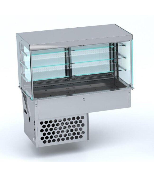 Koelvitrine | Drop-in model | 4 Niveaus | 4x 1/1GN | Geventileerd | Met nachtgordijn | (B)144x(D)72x(H)143cm