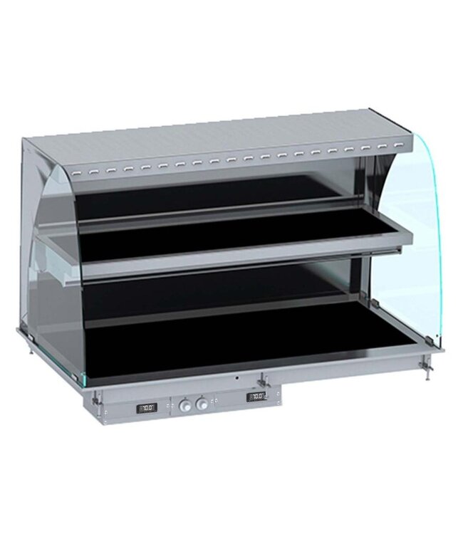 Drop-in Warmhoudvitrine | Keramisch | Gebogen | Wandmodel | 4x 1/1GN | (B)144x(D)72x(H)92,4cm