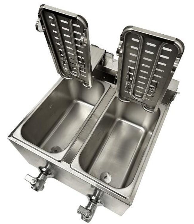 Elektrische friteuse | 2x 4 Liter | Tafelmodel | Met aftapkraan