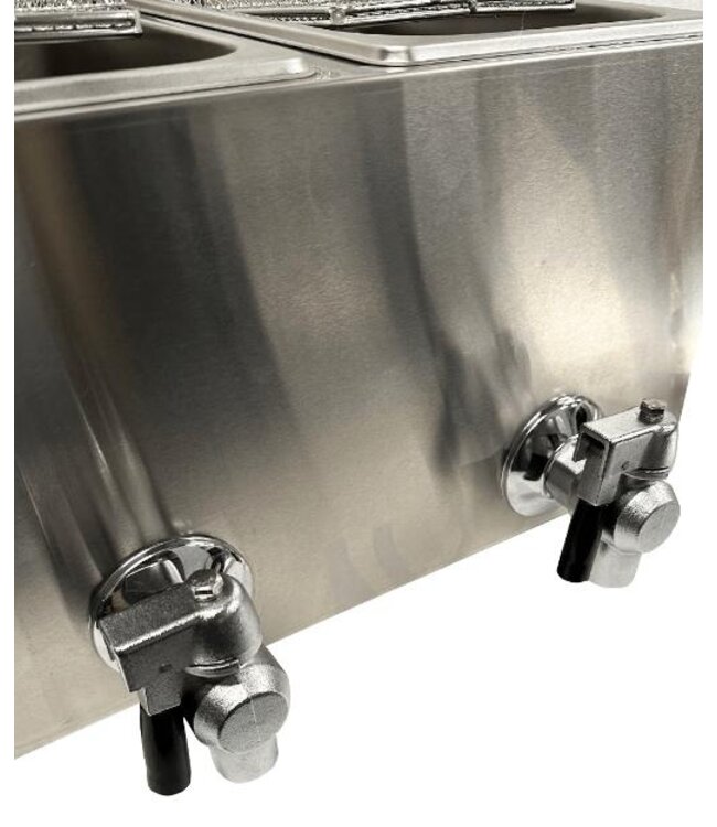 Elektrische friteuse | 2x 4 Liter | Tafelmodel | Met aftapkraan