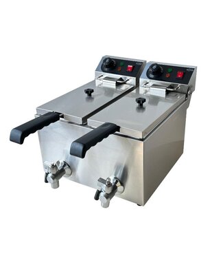 Combisteel Elektrische friteuse | 2x 4 Liter | Tafelmodel | Met aftapkraan