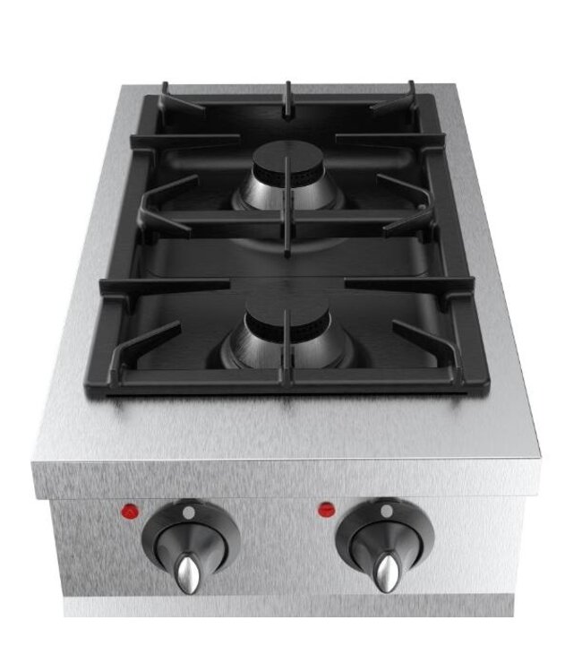 Base 700 Gaskooktafel met onderkast | 2x 6,5kW pits | RVS