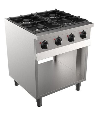 Combisteel Base 700 Gaskooktafel met onderkast | 4x 6,5kW pits | RVS