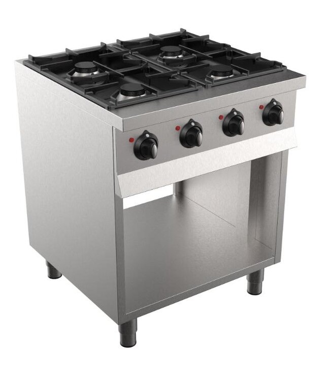 Base 700 Gaskooktafel met onderkast | 4x 6,5kW pits | RVS