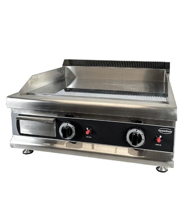 Bakplaat op propaan | Glad | Chroom | 6kW | (H)36,5x(B)80x(D)57,5cm