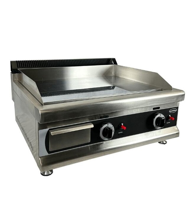 Bakplaat op propaan | Glad | Chroom | 6kW | (H)36,5x(B)80x(D)57,5cm