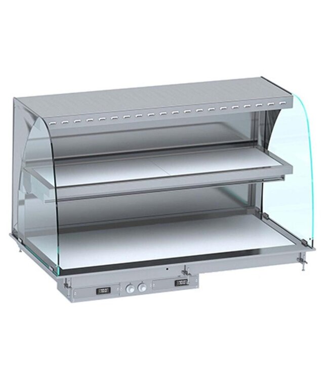 Drop-in Warmhoudvitrine | Keramisch | Gebogen | Wandmodel | 5x 1/1GN | (B)176,5x(D)72x(H)92,4cm