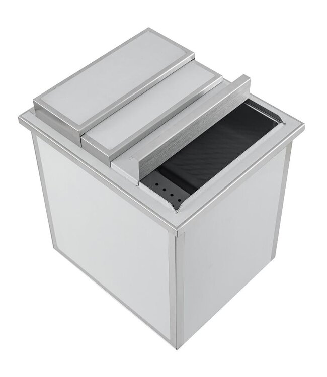 Drop-in RVS ijsbak | Dubbelwandig | Met schuifdeksel | (B)38x(D)44,6x(H)52,4cm