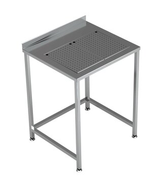 RVS Werktafel | Met geïntegreerde lekbak | Achteropstand | (H)90x(B)70x(D)65cm