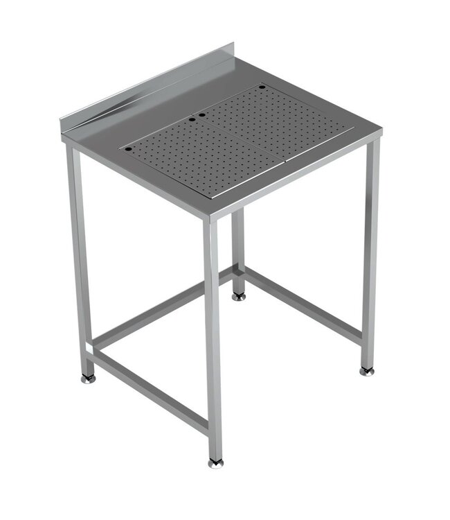 RVS Werktafel | Met geïntegreerde lekbak | Achteropstand | (H)90x(B)70x(D)65cm