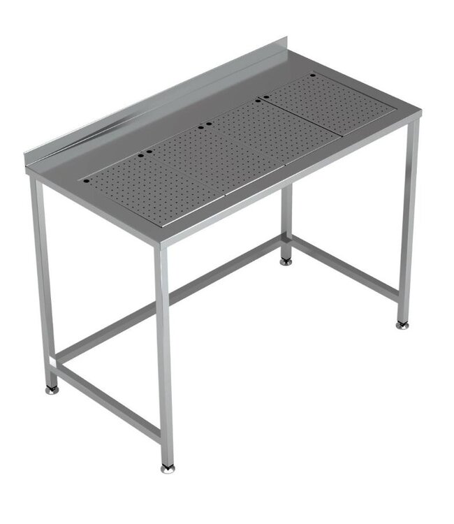 RVS Werktafel | Met geïntegreerde lekbak | Achteropstand | (H)90x(B)120x(D)65cm