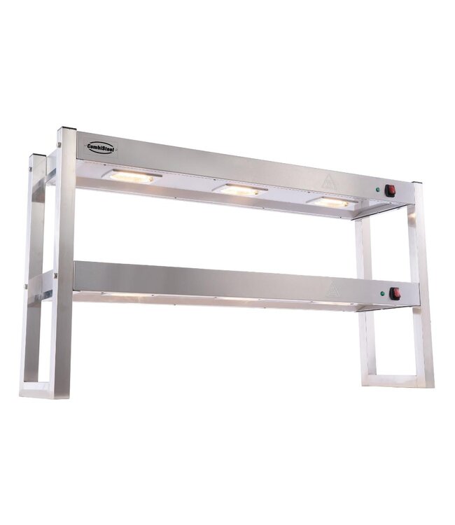 Verwarmde dubbele etagere | 2 Niveaus | 1200mm breed | 650mm hoog