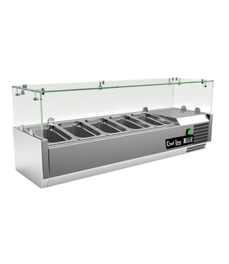 Chef Line Opzetkoelvitrine met glas Chef Line | 120cm breed | 33,5cm diep | 5x 1/4GN