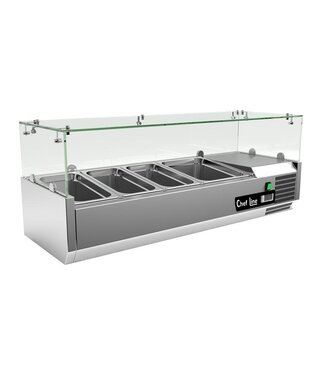 Chef Line Opzetkoelvitrine met glas Chef Line | 120cm breed | 39,5cm diep | 3x 1/3GN + 1/2GN
