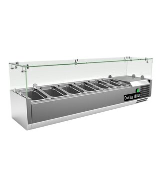 Chef Line Opzetkoelvitrine met glas Chef Line | 140cm breed | 33,5cm diep | 6x 1/4GN