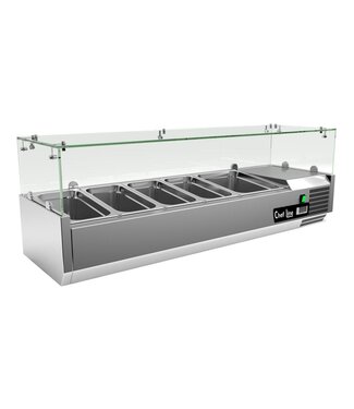 Chef Line Opzetkoelvitrine met glas Chef Line | 140cm breed | 39,5cm diep | 4x 1/3GN + 1/2GN