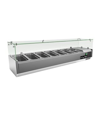 Chef Line Opzetkoelvitrine met glas Chef Line | 160cm breed | 39,5cm diep | 7x 1/3GN